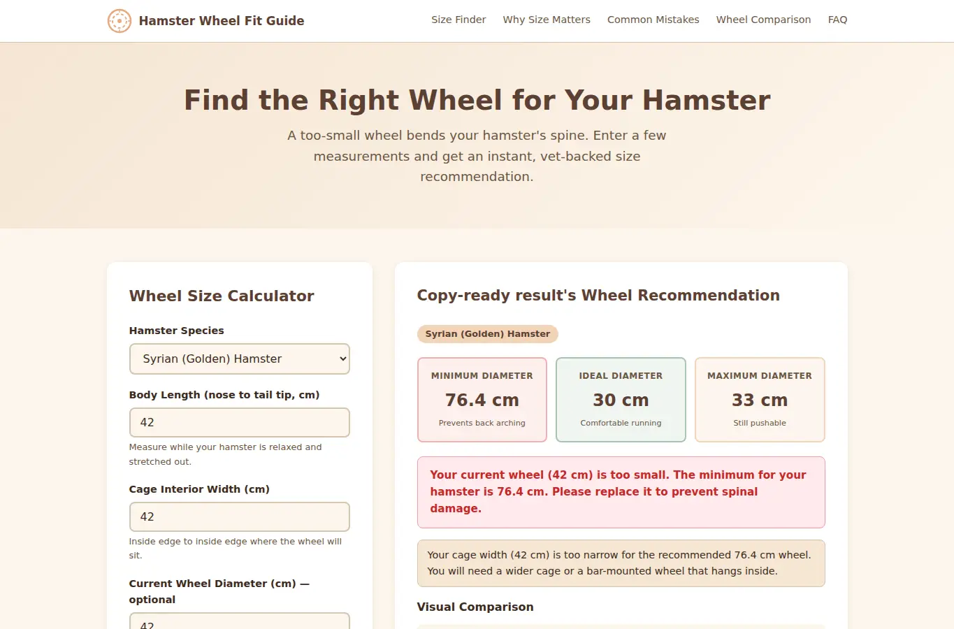 Screenshot of Hamster Wheel Fit Guide interface showing the project page in use